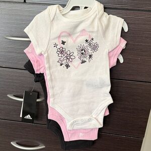 Adidas Kids Bodysuit Set - White, Pink, Black